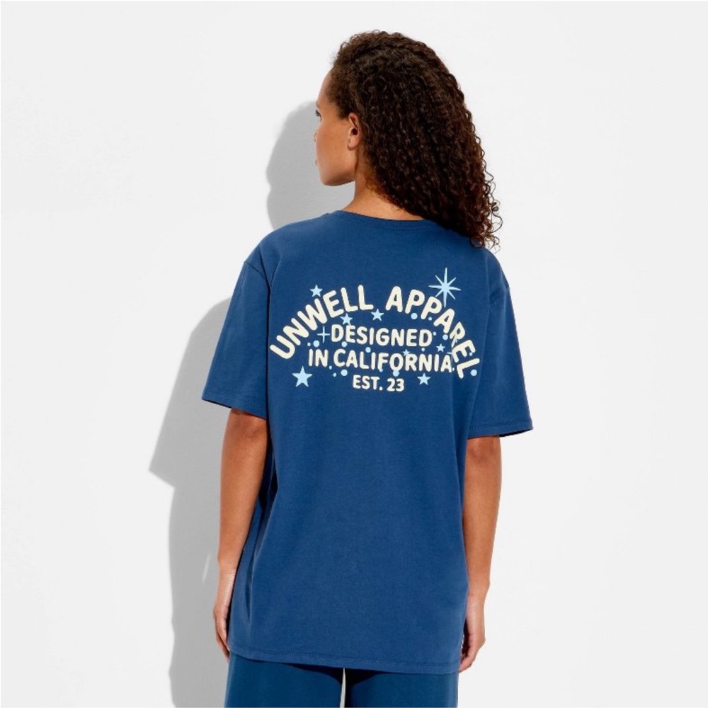 UNWELL NWT Oversized Short Sleeve Graphic T-Shirt - Blue -Large
